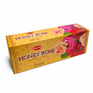 HEM Honey Rose Incense Sticks - Hand-Rolled in India, 120 Count