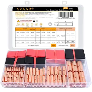 Butt Connectors Kit 132PCS Non Insulated Butt Splice Connectors 4/6/8/12-10 Gauge Crimp Wire Connectors Bare Copper 66 Uninsulated Terminals & 66 3:1 Heat Shrink
