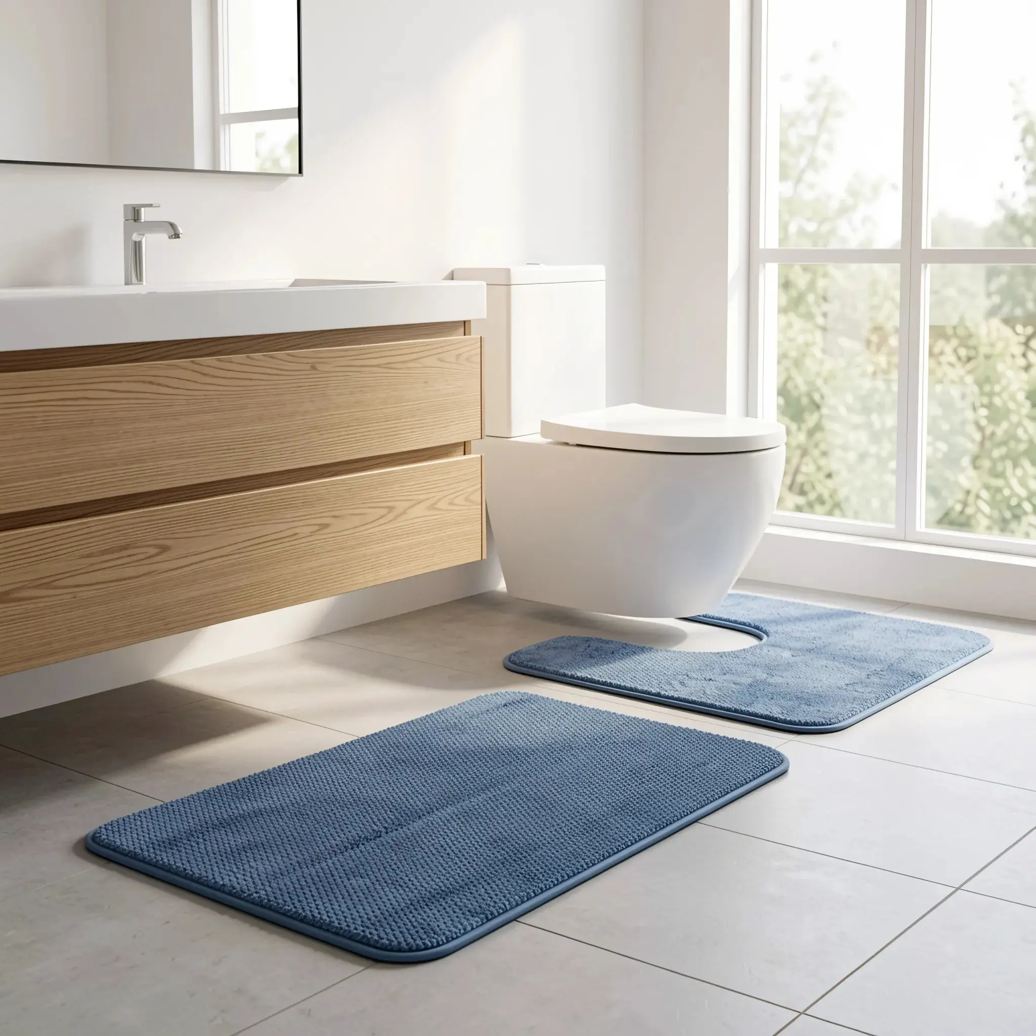 2-Piece Set Bath Rug Set, Non-Slip Bathroom Mat, Ultra Absorbent Quick Dry Bath Mats, Dirt-Resistant Shower & Toilet Floor Rugs, Washable rug