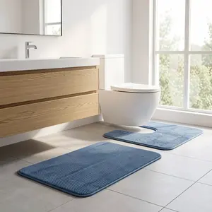 2-Piece Set Bath Rug Set, Non-Slip Bathroom Mat, Ultra Absorbent Quick Dry Bath Mats, Dirt-Resistant Shower & Toilet Floor Rugs, Washable rug
