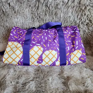 Purple Ice Cream Drip Duffle Bag Travel Bags with Fun Sprinkles Design