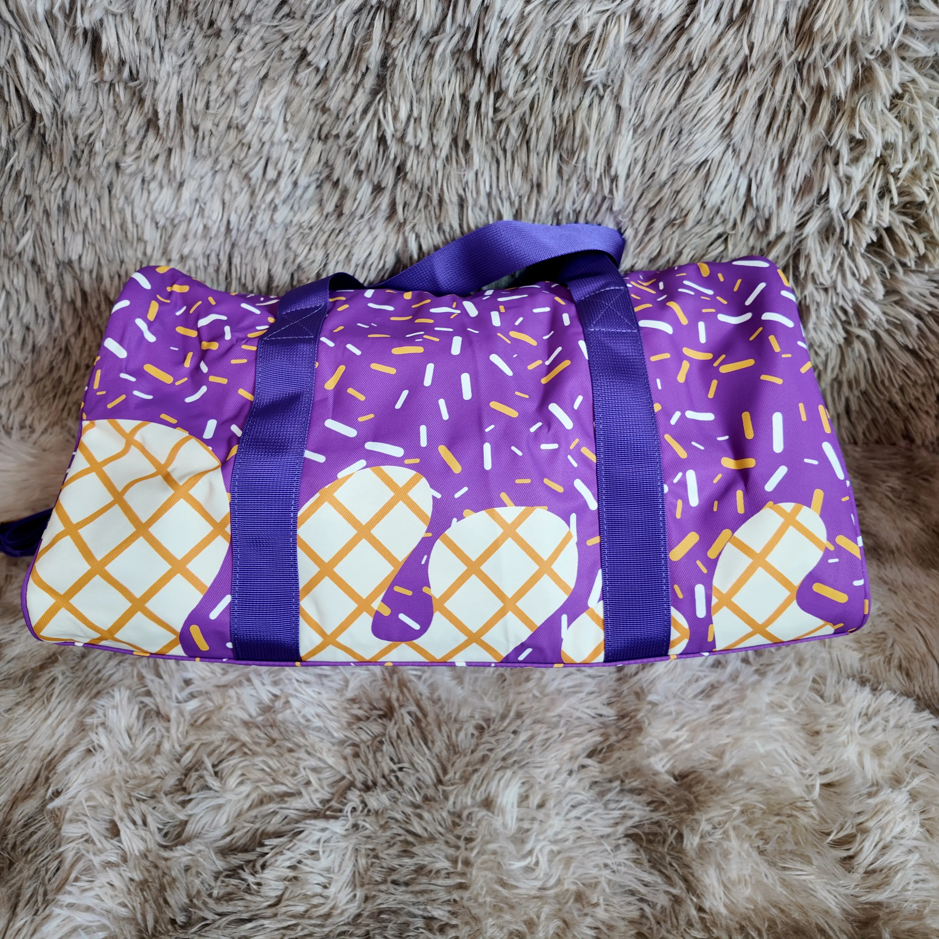 Purple Sprinkles Weekender Travel Bag for Women, Casual Ice Cream Drip Duffel for Gym Trips and Carry On Luggage