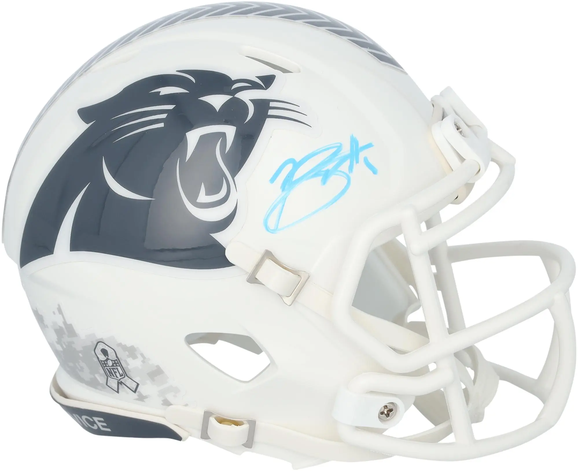 Bryce Young Carolina Panthers Autographed Riddell 2024 Salute To Service Speed Mini Helmet - Fanatics Authentic Certified