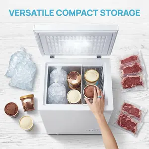 5.0 Cu.Ft Chest Freezer with Removable Basket, Deep Freezer with 6 Adjustable Temperature & Removable Baskets, Top Open Door Compact Freezer for Home, Apartments, White mini fridges