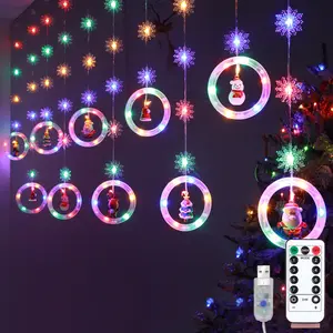 Remote Control Christmas LED String Lights, 3m 120 Leds with Santa Reindeer Snowman, 8 Modes USB Powered, Waterproof Party Decorations, Home Decor Ornaments