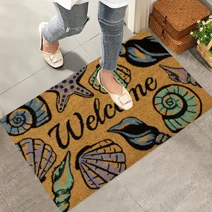 1pc Coastal Decor Welcome Mat for Outdoor Entrance Door Mat Thick Polyester Non Slip Waterproof Front Porch Backyard Sizes Housewarming Gift Home Decor