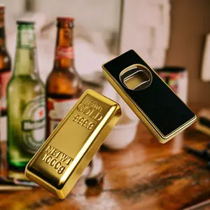 Simulation 999.9 Gold Bar Opener, Trendy Two-In-One Fridge Magnet, Prank Tool, Camping Party Wine Opener, Surprise Gift for Brother Boyfriend
