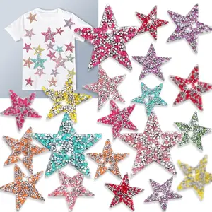 24 pieces of hot stamping star patches - star shaped style, suitable for DIY clothing repair and fabric decoration, can be ironed on jackets, jeans, bags, hats