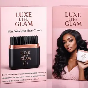 Mini Wireless Hot Comb, Portable Hair Styling Tool, Black with Rose Gold Accent, Rechargeable Battery Powered, for Hair Straightening and Smoothing (black)