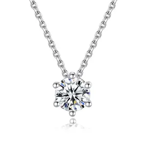 Cuafufu Solitaire AAA Australian Crystal Necklace - Elegant White Gold Plated 9.45mm Brilliant Cut Stone Pendant for Women