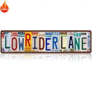 Lowrider Lane Aluminum Sign 40x10cm Vintage Street Sign for Home Bar Coffee Bar Signs