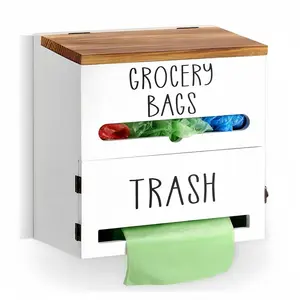 1PC Dual-Purpose Wooden Holder for Garbage Bags And Organization - Spacious, Can Be Mounted on The Wall Or Hung in a Cabinet for Kitchen And Bathroom Necessities