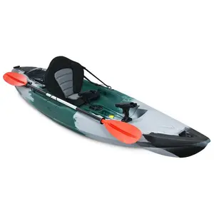 9.7FT Hard Shell Sit-on-Top Fishing Kayak, 276LBS Capacity Stable Kayak Boat with Fishing Rod Holders & Paddle, Durable for Lake River Fishing Outdoor Water Adventures