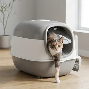 Cat Litter Box - Anti-Splash Full Enclosure Design, Easy-Clean, Odor Control, Pet-Friendly, Ideal for Indoor Use