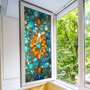 Flower Pattern Glass Sticker, Double Sided Visible Glass Decorative Sticker, Home Decor for Living Room Bedroom, Window Glass Decal, Ornaments