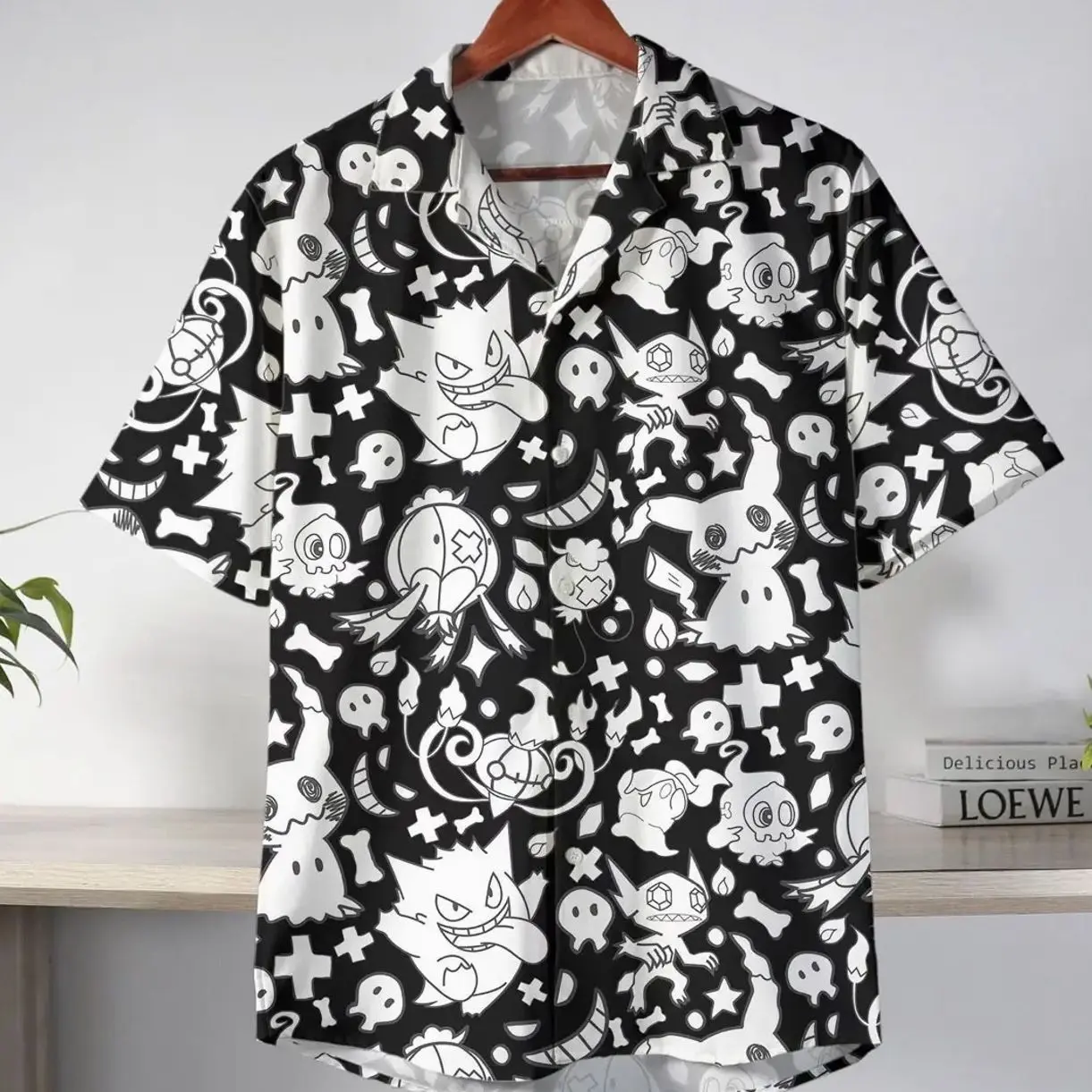Fresh Summer – Youthful – Bold with the PKM Akuma Type Aloha Pattern Black Hawaiian Shirt
