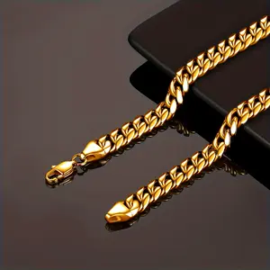 Bold Encrypted Cuban Chain |   6mm/8mm/10mm/12mm Gold Plated Necklace Applicable to both men and women |   Streetwear Hip-Hop Jewelry |   Stainless Steel Chunky Link |   The Gift for lover, Fanilys and beast friends