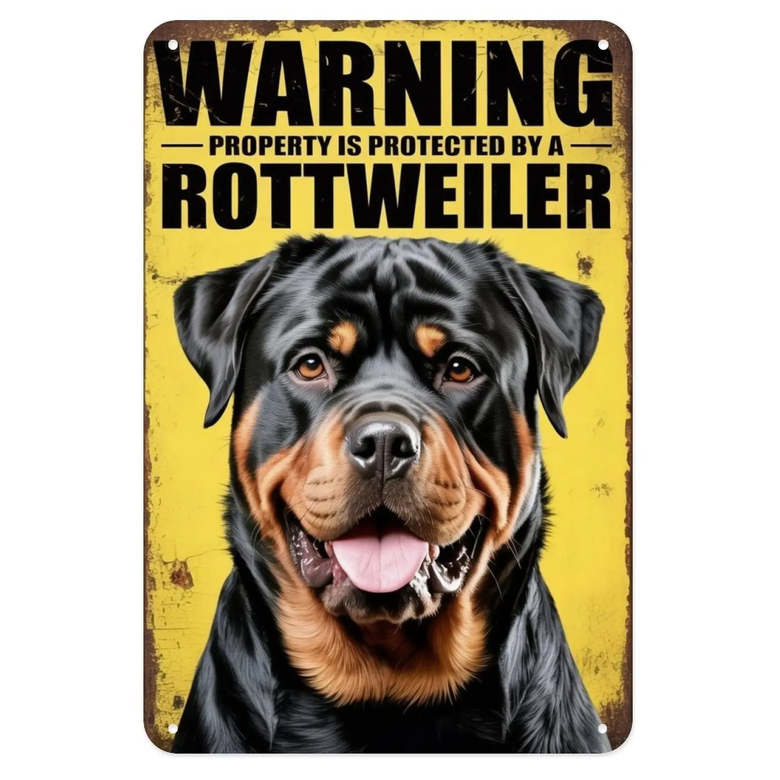 Rottweiler Dog Warning Sign Tin Sign Vintage Guard Dog Decor Metal Sign for Garden & Yard Bar, Porch, Garage Home Decor 8 X 12 In, Easy to Hang