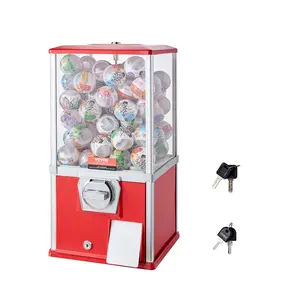 【Summervibes】VEVOR Gumball Machine for Kids,  21" Height Home Vending Machine, PS Bouncy Balls Dispenser, Hold 180 Capsule Toys, Rectangle Bubble Gum Machine for Game Stores, Coin Operated Gumball Bank, Red