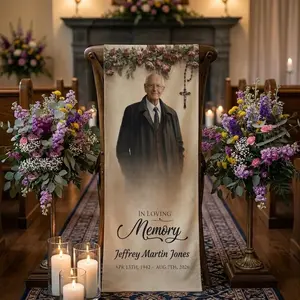 Personalized Memorial Dad Photo Tapestry: Custom In Loving Memory Banner, Cotton Linen Wall Hanging