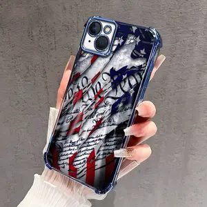 Suitable for [iPhone 13 Mini] high-end phone case🥰,We The People US Flag Phone Case Luxury Plating Four Corner Anti-Fall Shockproof Case Cool Patriotic Gift 952