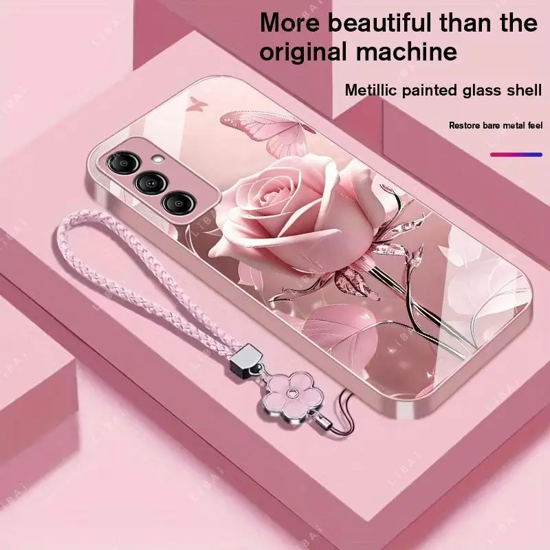 Suitable for [Galaxy A14 5g] high-end phone case，a beautiful four-leaf clover lanyard is included,exquisite and high-end design,a variety of colors are available for you to choose from YM99