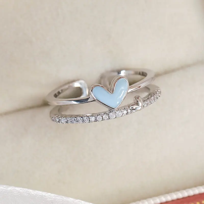 24960B Blue Heart (Silver Base)
