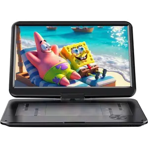 17.9" Portable DVD Player with 15.6" Large  Swivel Screen, 6 Hours Rechargeable  CD Player Support AV in&Out/USB/SD Card/Sync TV, Region-Free DVD Player with Remote Controller, Black