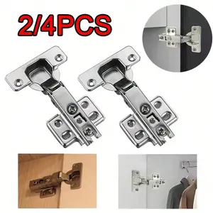 Cabinet Door Hinges Buffer Dampening Hinges, Concealed Hinges, Adjustable Door Hinge, 2/4 Pieces, Kitchen Cabinet Hardware, Smooth Closing Mechanism, High-Quality Metal Construction