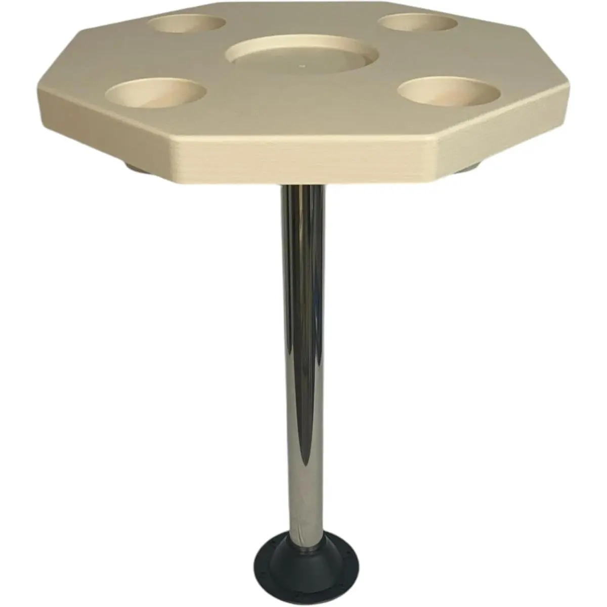 Horizon 4001-RFM Marine Grade Molded Plastic 28 in. Octagonal Outdoor Pontoon Table - 19.37"x19.37"x2.75", 4 Cupholders, Drain Holes, 8 lbs, Includes 2 Mounting Plates, Ivory, Easy Soap-and-Water Cleaning