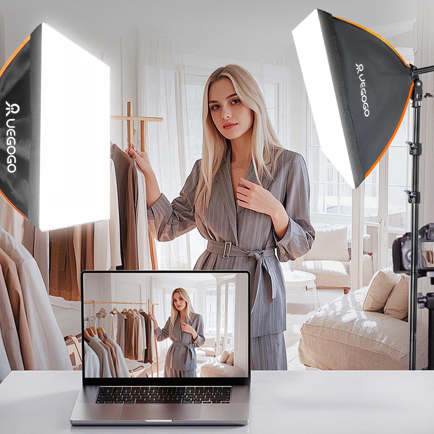 UEGOGO Softbox Lighting Kit, 19.7' X 27.6', with 70.8' Adjustable Stand, Suitable for Portrait, Product, and Fashion Photography(LED Bulb Not Included) UEGOGO Softbox Lighting Kit, 19.7' X 27.6', with 70.8' Adjustable Stand, Suitable for Portrait, Product, and Fashion Photography(LED Bulb Not Included)