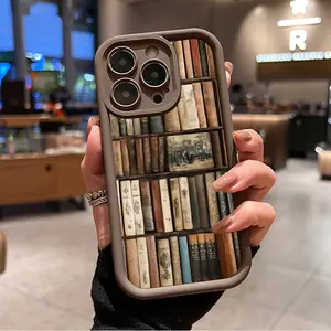 Trendy Vintage Books Pattern TPU Phone Case for iPhone 16 15 14 Pro Max 13 12 11 XR XS Plus Shockproof Full Camera Protective Durable slim Silicone Cover