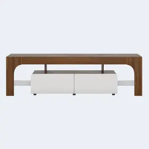 Modern LED TV Stand for Living Room - Color LED Lights with Remote - 2 Drawers, Open Shelf - Fits TVs up to 70 Inches - Spacious Storage Entertainment Center