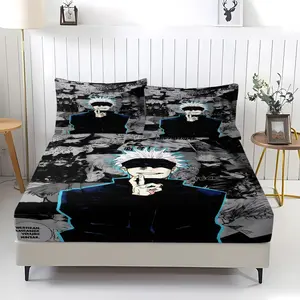 3-Piece Set Of Gojo Satori Pattern Fitted Sheets, Soft And Durable Bedding Set Includes 1 Piece Flat Sheet And 2 Pieces Pillowcases, Daily Holiday Birthday Gift Bedroom Decorations For Children And Adults, Breathable Durable Sheets
