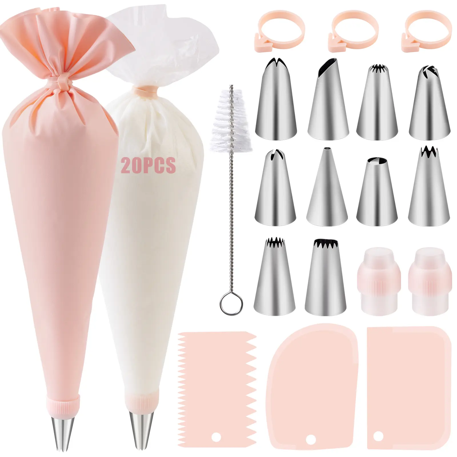 40pcs Icing Nozzles Set, Cake Decorating Set, Pastry Decorating Tools, Stainless Steel Piping Icing Nozzles, Nozzle Tips, Reusable Piping Bag, Baking Utensils for Home Kitchen, Frosting Piping Kit, Suitable for Cakes