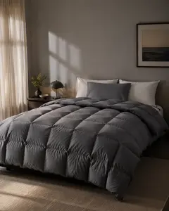 All Season Grey Down Comforter Breathable Lightweight Luxury Hotel Bedding Duvet Insert