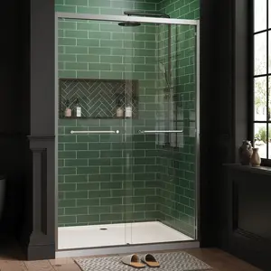 Modern 43"-48"  55"-60" Adjustable Sliding Shower Door, 1/4" (6mm) Tempered Glass Matte Black Shower Enclosure