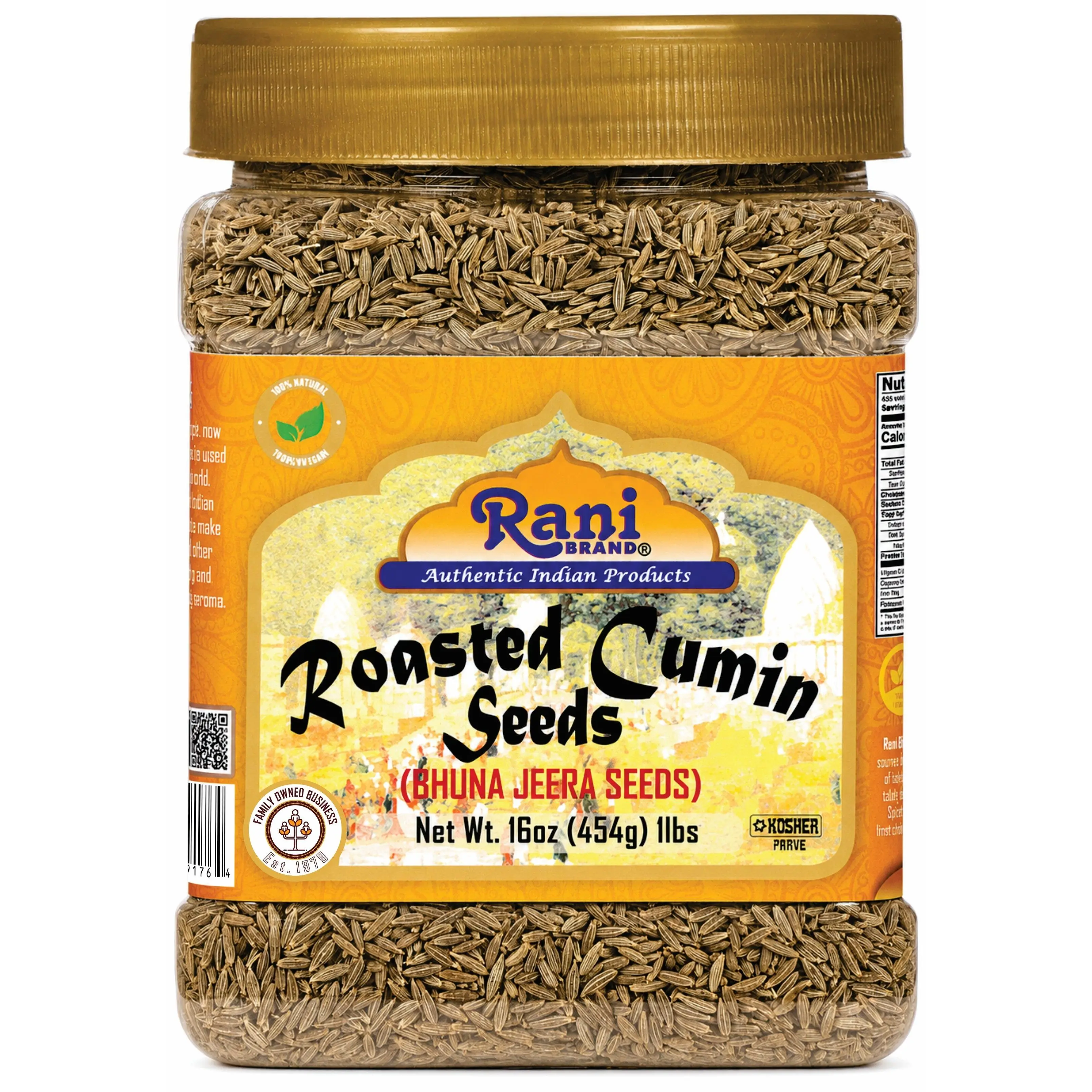 Rani Roasted Cumin Seeds Whole (Bhuna Jeera Seeds) Spice 16oz (1lb) 454g PET Jar ~ All Natural | Gluten Friendly | NON-GMO | Kosher | Vegan | Indian Origin