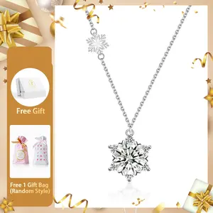 Moissanite 1-2ct Ice Crystal Snowflake Pendant Necklace Wedding Engagement Anniversary Romantic Elegant Gift Daily Wear