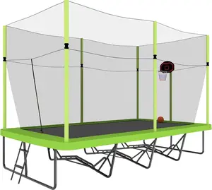 Rectangular Trampoline with Enclosure Net 10x17 FT - Rectangle Trampolines Performance Build for Families and Athletes - Reinforced Welding Base - Gymnastics Trampoline Superior Bounce