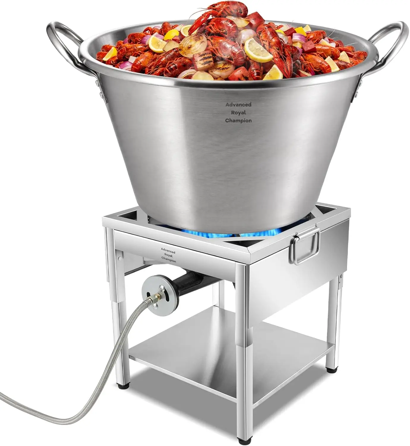 ARC Stainless Steel 69QT Mexican Cazo Para Carnitas With 200,000BTU Propane Burner Foldable Legs Set, 21" Heavy Duty Outdoor Wok, Great for Carnitas, Braising, Seafood Boiling (69 QT(10-15PPL))