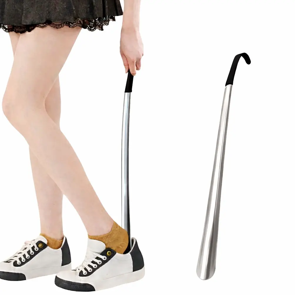 [Clearance Sale] Ergonomic Stainless Steel Shoehorn – Durable, Non-Bend, Smooth-Curved Design with Extended Grip Handle for Elderly & High Heel Lovers