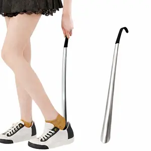 Ergonomic Stainless Steel Shoe Horn for Elderly & High Heel Lovers – Durable, Non-Bend, Smooth-Curved Design with Extended Grip Handle