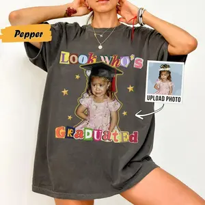 Personalized Graduation Shirt: Look's Who Graduated Vintage Photo Shirt, Graduation Outfit For Mom Dad, Photo Graduation Tee, Graduation Day