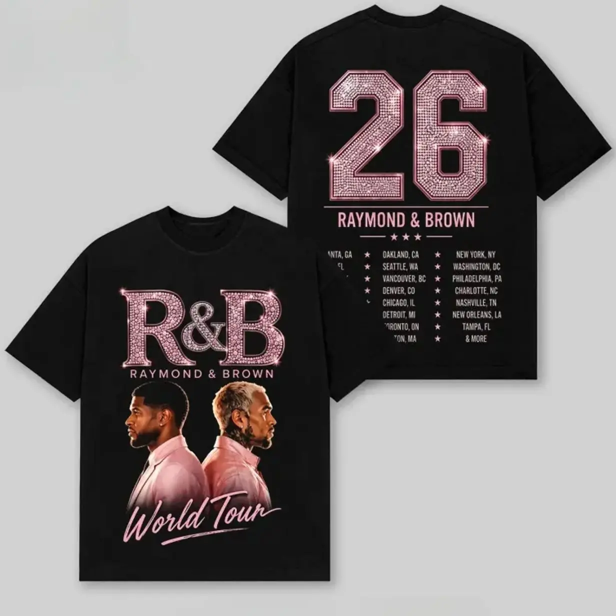 Raymond Brown R&B Tour 2026 Two Sided Oversized Heavyweight T-Shirt, Vintage 90s Rap Tee, Hip Hop Music Streetwear Merch Gift