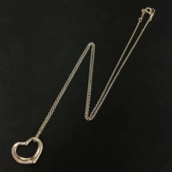 Pre-owned Tiffany&Co. Silver 925 Elsa Peretti Open Heart Pendant Necklace 12764824236/707198