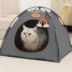 Rainbow Decor Cat Tent Bed Cute Cozy Indoor Cat House Aesthetic Pet Hideout