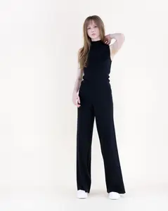 Women's Ribbed High-Neck Sweater & Matching Wide-Leg Pants Womenswear Clothes Minimalist  Top, Pants or Two-Piece Set Options