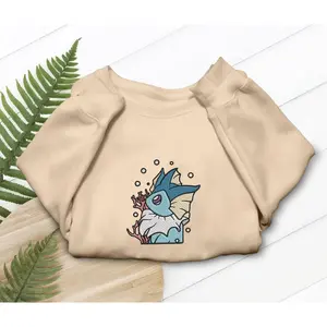 #Vaporeon Cute Embroidered Sweatshirt Evolution Gifts For Fans