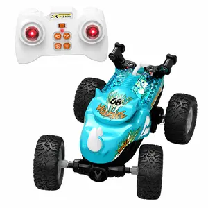 1:64 Rhino-Shaped Mini RC Monster Truck, 2.4GHz Remote Control Stunt Car with Metal Shell, RGB LED Lights, 360° Spin & Dual Speed, Durable All-Terrain Toy Gift for Boys Girls Kids Ages 4-7